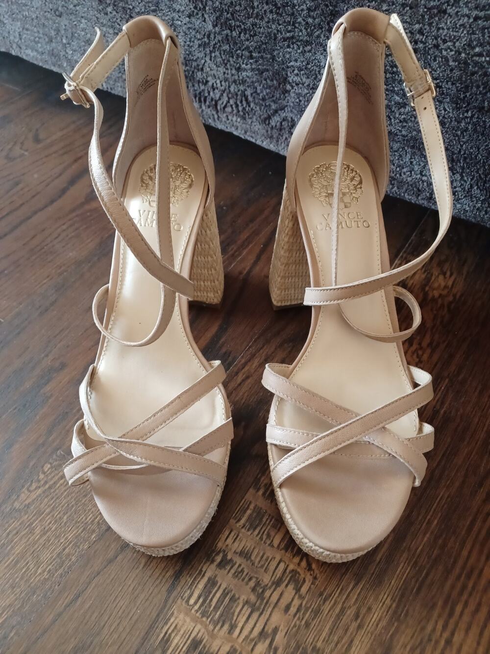 Vince Camuto Neutral Espadrille Block Heel Platform Sandals Women's 8.5